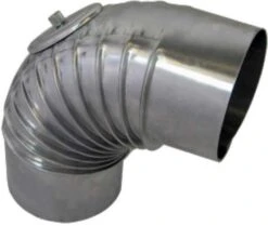 Bertrams Alu Bogen 14BG90-130KV 90°, Ø 130 X 1 Mm, Gerippt, Mit Kontrollverschluss