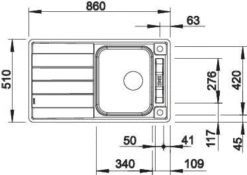 Blanco Spüle 522102 86 X 51 Cm, Edelstahl Seidenglanz, Reversibel, Ablauffernbedienung Mit Drehbetätigung -Heimwerkzeuge Blanco Spuele 522102 86 x 51 cm Edelstahl Seidenglanz reversibel Ablauffernbedienung mit Drehbetaetigung 5