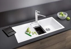 Blanco Spüle 523348 100x51cm, PuraDur Weiß, Rechts, Mit Ablauffernbedienung/Zubehör -Heimwerkzeuge Blanco Spuele 523348 100x51cm PuraDur weiss rechts mit Ablauffernbedienung Zubehoer 2