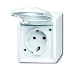 Universal Busch Jaeger Schuko Steckdose 20 EW-54 Alpinweiß Mit Klappdeckel Aufputz Ocean