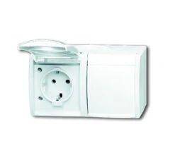 Universal Busch Jaeger Schuko-Steckdose 2fach 20/2 EW-54 Alpinweiß Waagerecht Ocean Aufputz