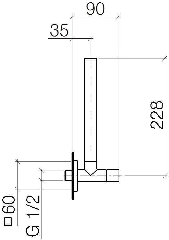 Dornbracht Eckventil 2290178206 1/2"", Eckige Rosette, Platin Matt 4 Dornbracht Eckventil 2290178206 1/2"", Eckige Rosette, Platin Matt – Bild 2