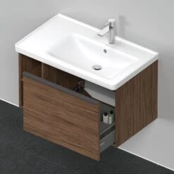 Duravit D-Neo Waschtisch-Unterschrank DE425702121 78,4 X 45,2 Cm, Nussbaum Dunkel, Wandhängend, 1 Auszug, Regalelement Seitlich