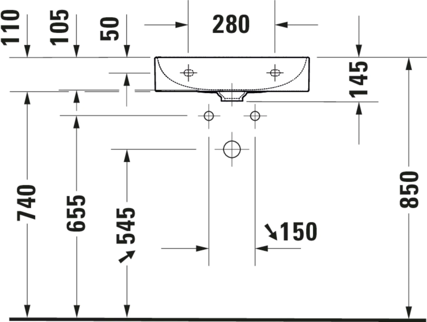 Duravit DuraSquare Möbel-Waschtisch 23535000441 50 X 47 Cm, Ohne Überlauf, Mit Hahnlochbank, 3 Hahnlöcher, Weiß WonderGliss 6 Duravit DuraSquare Möbel-Waschtisch 23535000441 50 X 47 Cm, Ohne Überlauf, Mit Hahnlochbank, 3 Hahnlöcher, Weiß WonderGliss – Bild 4