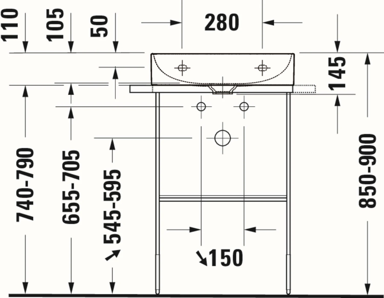 Duravit DuraSquare Möbel-Waschtisch 23535000441 50 X 47 Cm, Ohne Überlauf, Mit Hahnlochbank, 3 Hahnlöcher, Weiß WonderGliss 7 Duravit DuraSquare Möbel-Waschtisch 23535000441 50 X 47 Cm, Ohne Überlauf, Mit Hahnlochbank, 3 Hahnlöcher, Weiß WonderGliss – Bild 5