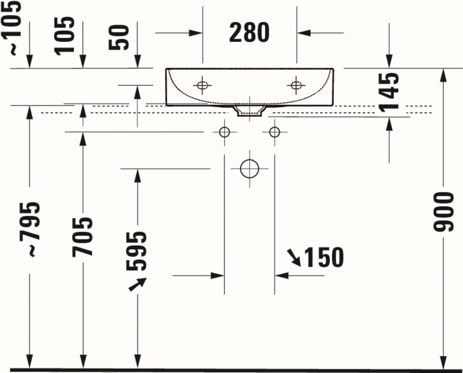 Duravit DuraSquare Möbel-Waschtisch 23535000441 50 X 47 Cm, Ohne Überlauf, Mit Hahnlochbank, 3 Hahnlöcher, Weiß WonderGliss 8 Duravit DuraSquare Möbel-Waschtisch 23535000441 50 X 47 Cm, Ohne Überlauf, Mit Hahnlochbank, 3 Hahnlöcher, Weiß WonderGliss – Bild 6
