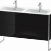 Duravit XSquare Waschtisch-Unterschrank XS444904040 128x59,2x47,8cm, 4 Auszüge, Schwarz Hochglanz -Heimwerkzeuge Duravit XSquare Waschtisch Unterschrank XS444904040 128x592x478cm 4 Auszuege schwarz hochglanz