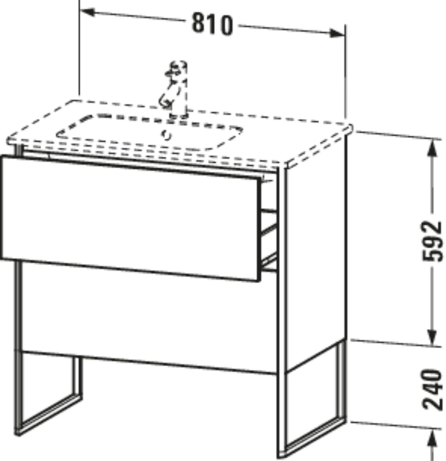 Duravit XSquare Waschtisch-Unterschrank XS445000909 81x59,2x47,8cm, 2 Auszüge, Becken Links, Lichtblau Matt 4 Duravit XSquare Waschtisch-Unterschrank XS445000909 81x59,2x47,8cm, 2 Auszüge, Becken Links, Lichtblau Matt – Bild 2