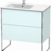 Duravit XSquare Waschtisch-Unterschrank XS445000909 81x59,2x47,8cm, 2 Auszüge, Becken Links, Lichtblau Matt -Heimwerkzeuge Duravit XSquare Waschtisch Unterschrank XS445000909 81x592x478cm 2 Auszuege Becken links Lichtblau matt