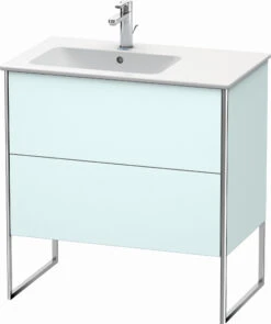 Duravit XSquare Waschtisch-Unterschrank XS445000909 81x59,2x47,8cm, 2 Auszüge, Becken Links, Lichtblau Matt