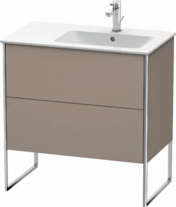 Duravit XSquare Waschtisch-Unterschrank XS445204343 81x59,2x47,8cm, 2 Auszüge, Becken Rechts, Basalt Matt