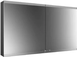 Emco Asis Evo Aufputz-Lichtspiegelschrank 939713306 1200 X 700 Mm, 2-türig, Schwarz, Mit Lightsystem, Ohne Spiegelheizung