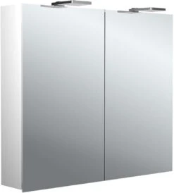 Emco Pure 2 Style Aufputz-Lichtspiegelschrank 979705303 800x721mm, Mit LED-Aufsatzleuchte, 2-türig, Aluminium