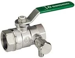 Giacomini Kugelhahn R250WS 250SX146 1 1/4", Mit Entleerung, Grüner Hebelgriff