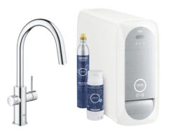 Grohe Blue Home Spültisch-Einhebelmischer 31541000 Chrom, C-Auslauf-Starter Kit, Herausziehbarer Mousseurauslauf