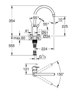 Grohe Feel Küchenarmatur 32670002 Chrom, Hoher Auslauf -Heimwerkzeuge Grohe Feel Kuechenarmatur 32670002 chrom hoher Auslauf 3