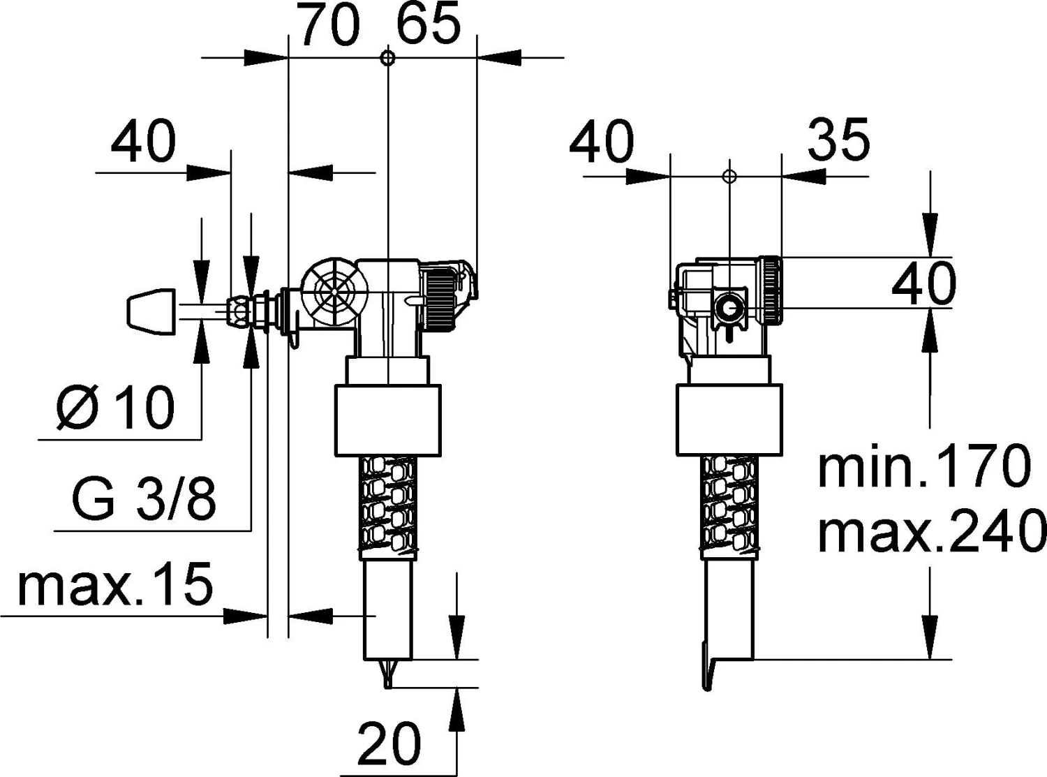 Grohe Füllventil 37095000 DN 15, Ohne Versatzausgleichsstück 4 Grohe Füllventil 37095000 DN 15, Ohne Versatzausgleichsstück – Bild 2