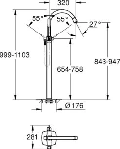 Grohe Grandera Wannen Armatur 23318000 Chrom, Bodenmontage -Heimwerkzeuge Grohe Grandera Wannen Armatur 23318000 chrom Bodenmontage 7