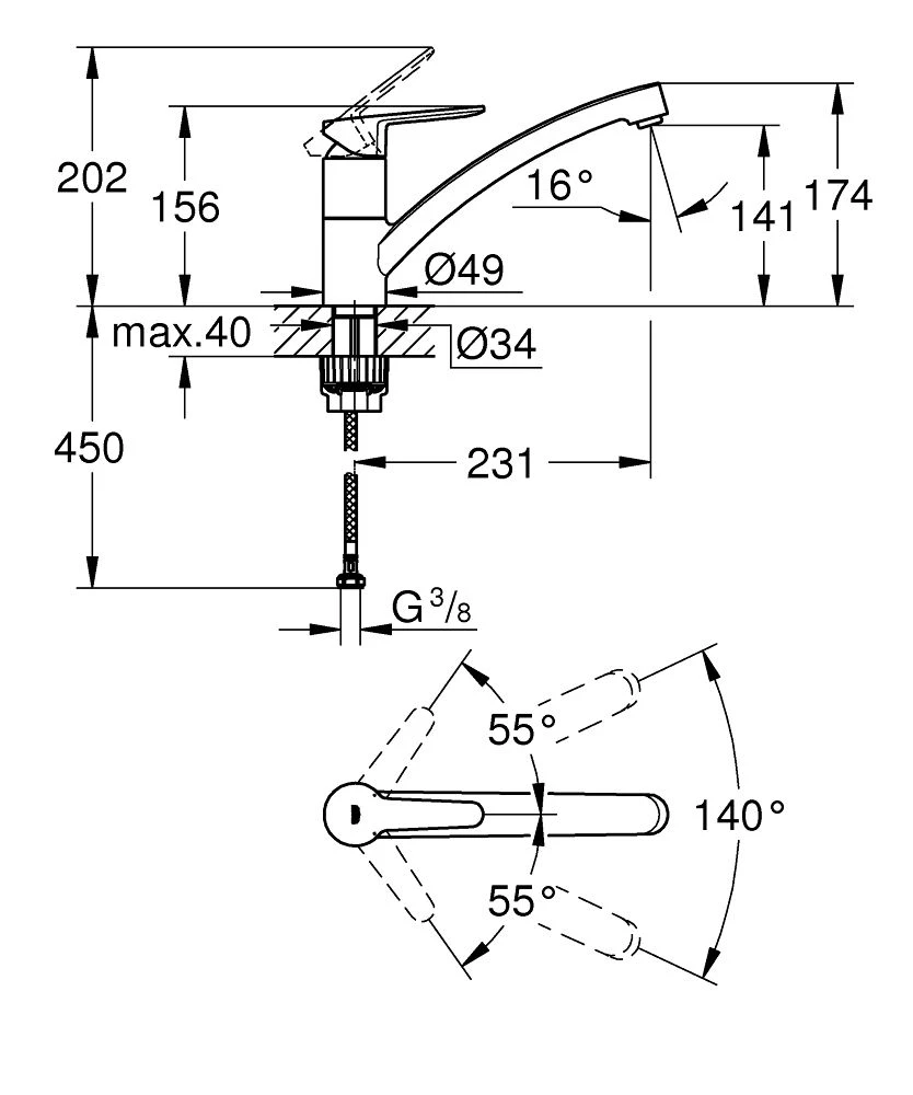 Grohe Start Eco Küchenarmatur 31685000 1/2", Auslauf Schwenkbar, Chrom 6 Grohe Start Eco Küchenarmatur 31685000 1/2", Auslauf Schwenkbar, Chrom – Bild 4