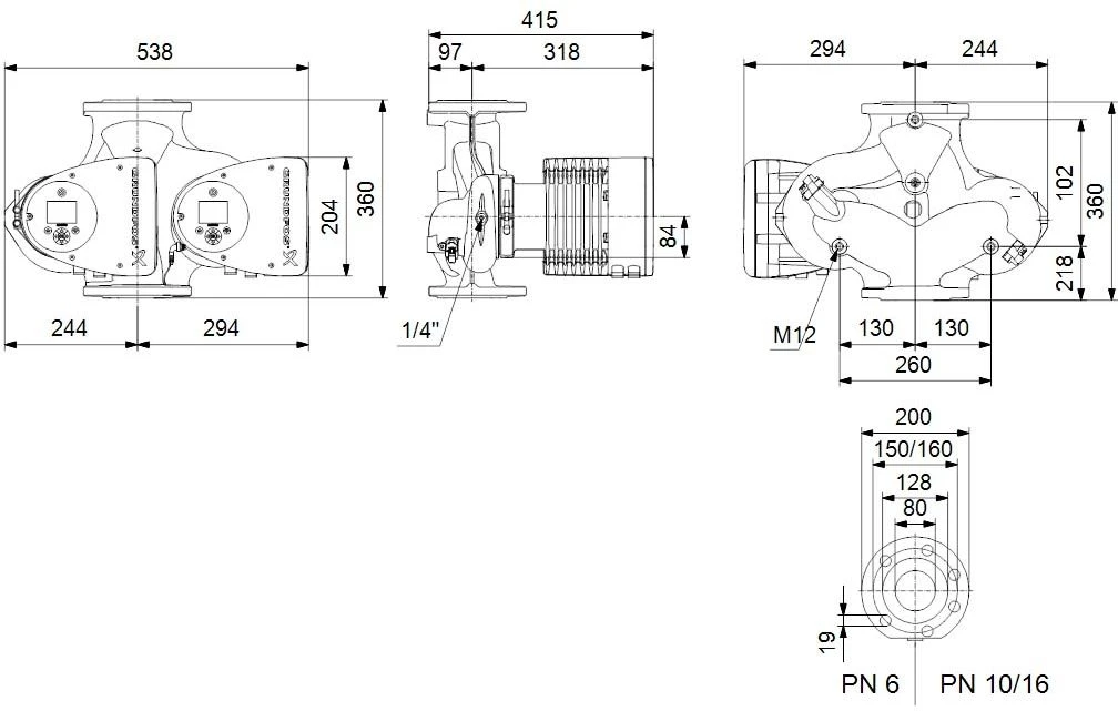 Grundfos Magna3 D Umwälzdoppelpumpe 97924908 100-80F, 450 Mm, PN 16, 230 V 4 Grundfos Magna3 D Umwälzdoppelpumpe 97924908 100-80F, 450 Mm, PN 16, 230 V – Bild 2