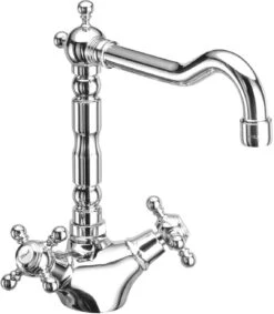 Herzbach Anais Classic Spültisch-Zweigriffarmatur 32.471000.2.04 Weiß-gold, Schwenkbarer Auslauf