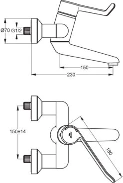 Ideal Standard Ceraplus Wandarmatur B8222AA Chrom, Hebel 18 Cm, Absperrbar, 23 Cm -Heimwerkzeuge Ideal Standard Ceraplus Wandarmatur B8222AA chrom Hebel 18 cm absperrbar 23 cm 3