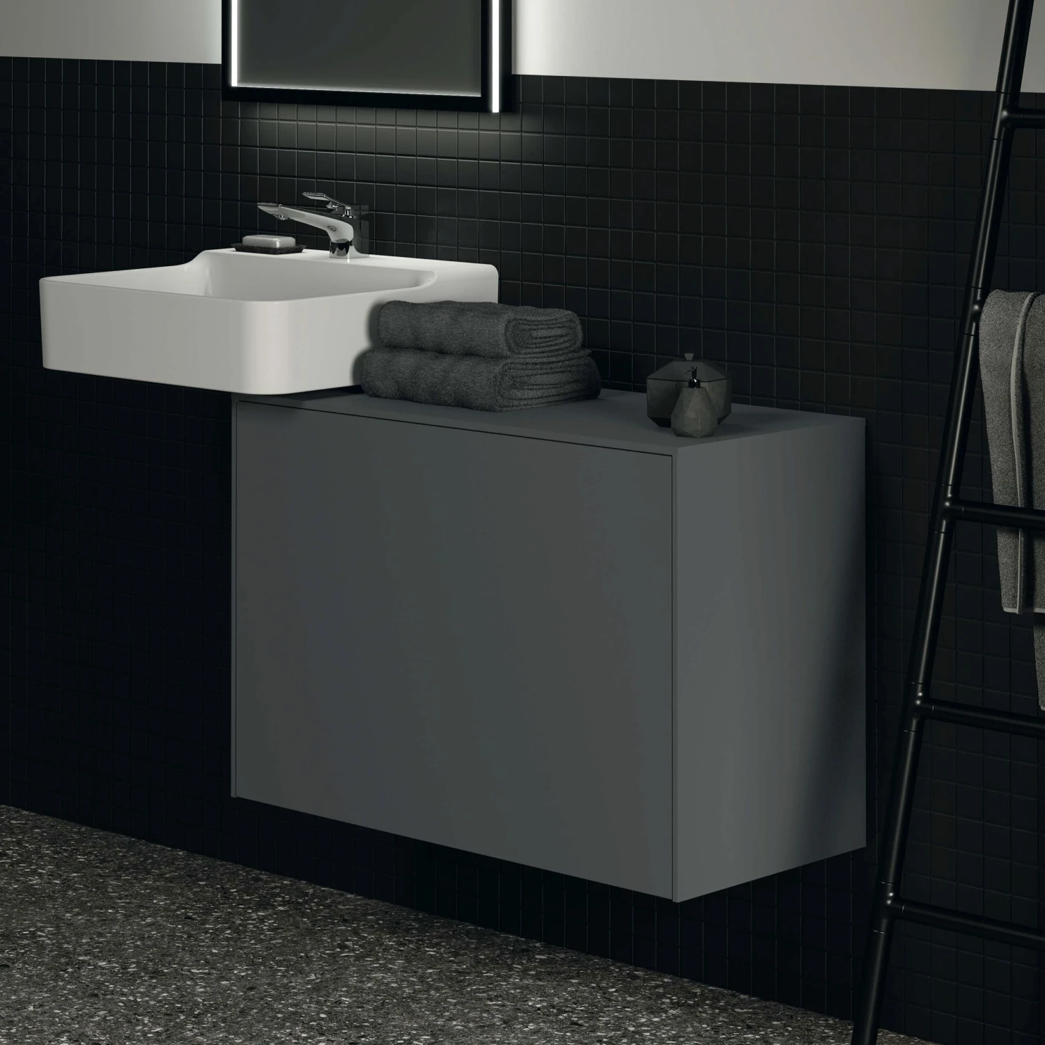 Ideal Standard Conca Waschtisch-Unterschrank T4318Y2 Ohne Ausschnitt, 1 Auszug, 80 X 37 X 55 Cm, Anthrazit Matt Lackiert 6 Ideal Standard Conca Waschtisch-Unterschrank T4318Y2 Ohne Ausschnitt, 1 Auszug, 80 X 37 X 55 Cm, Anthrazit Matt Lackiert – Bild 4