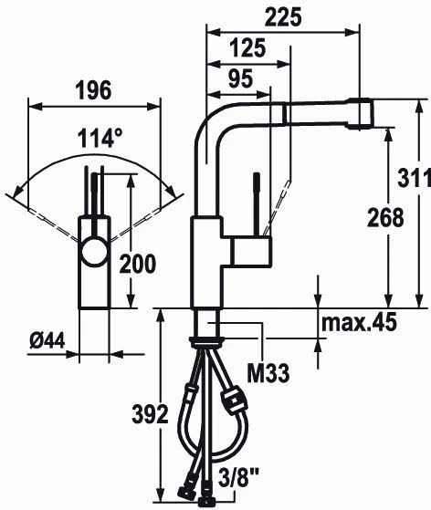 KWC Ono Spültischarmatur 10151003000FL Chrom Schwenk/ausziehbar, Flexibler Anschluss 4 KWC Ono Spültischarmatur 10151003000FL Chrom Schwenk/ausziehbar, Flexibler Anschluss – Bild 2
