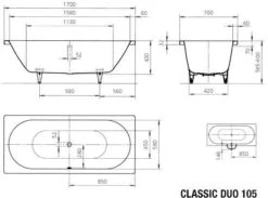 Kaldewei Badewanne Classic Duo 105 290500013001 170 X 70 X 43 Cm, Weiss, Perl-Effekt -Heimwerkzeuge Kaldewei Badewanne Classic Duo 105 290500013001 170 x 70 x 43 cm weiss Perl Effekt 3