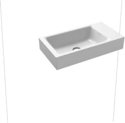 Kaldewei Puro Wand-Handwaschtisch 901206393711 Links, Ohne Überlauf, 1 Hahnloch, Alpinweiss Matt Perl-Effekt, 55x30x10cm