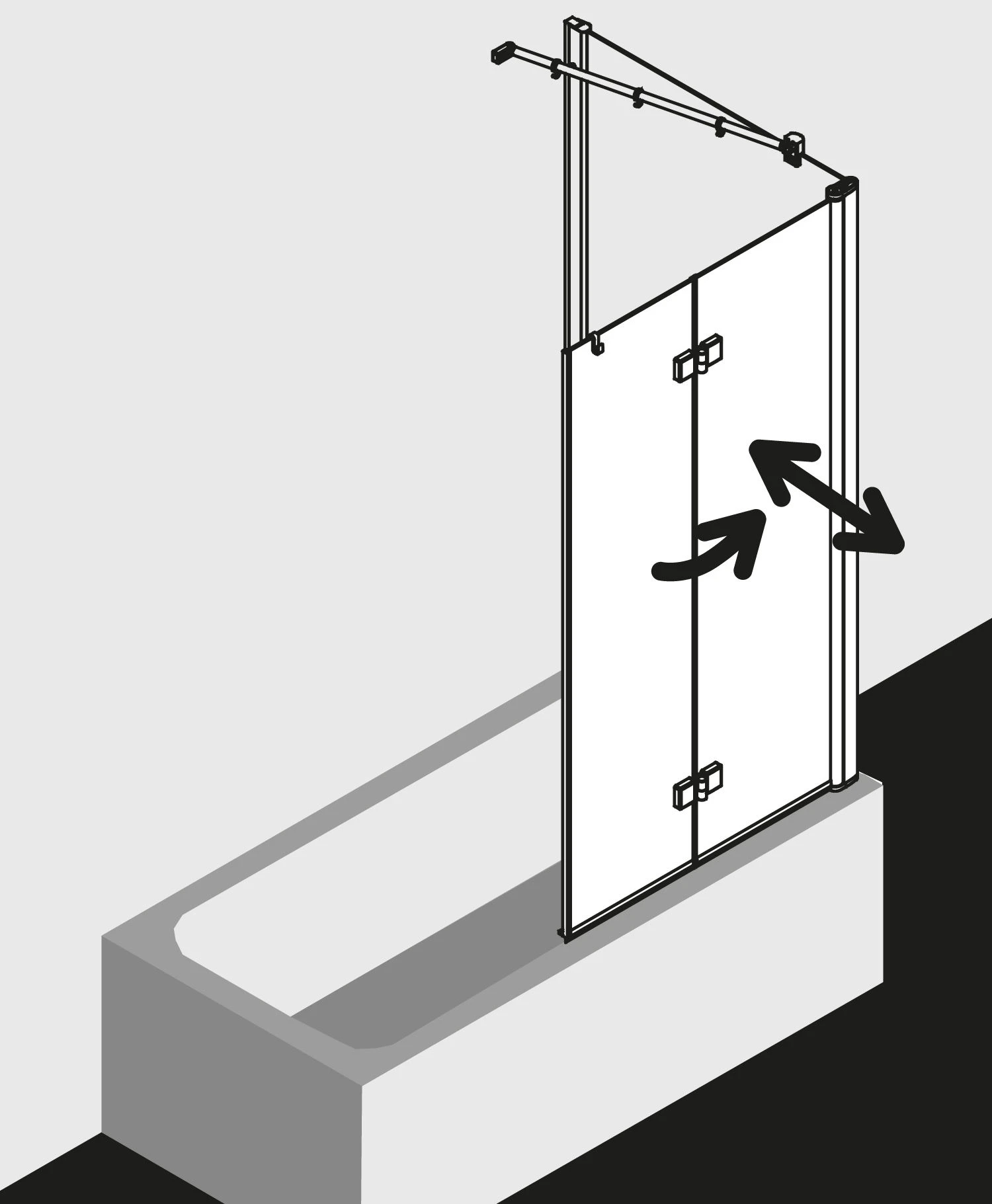 Kermi Diga Badewannen-Faltwand DI2PL100152AK 100x150cm, Weiß, ESG Klar, Links 7 Kermi Diga Badewannen-Faltwand DI2PL100152AK 100x150cm, Weiß, ESG Klar, Links – Bild 5