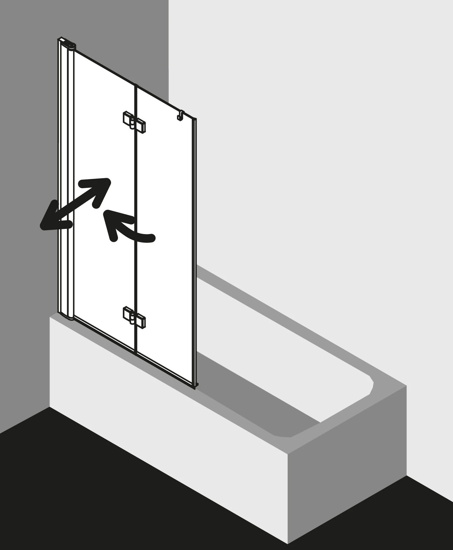 Kermi Diga Badewannen-Faltwand DI2PR12015VPK 120x150cm, Silber Hochglanz, ESG Klar Clean, Rechts 4 Kermi Diga Badewannen-Faltwand DI2PR12015VPK 120x150cm, Silber Hochglanz, ESG Klar Clean, Rechts – Bild 2