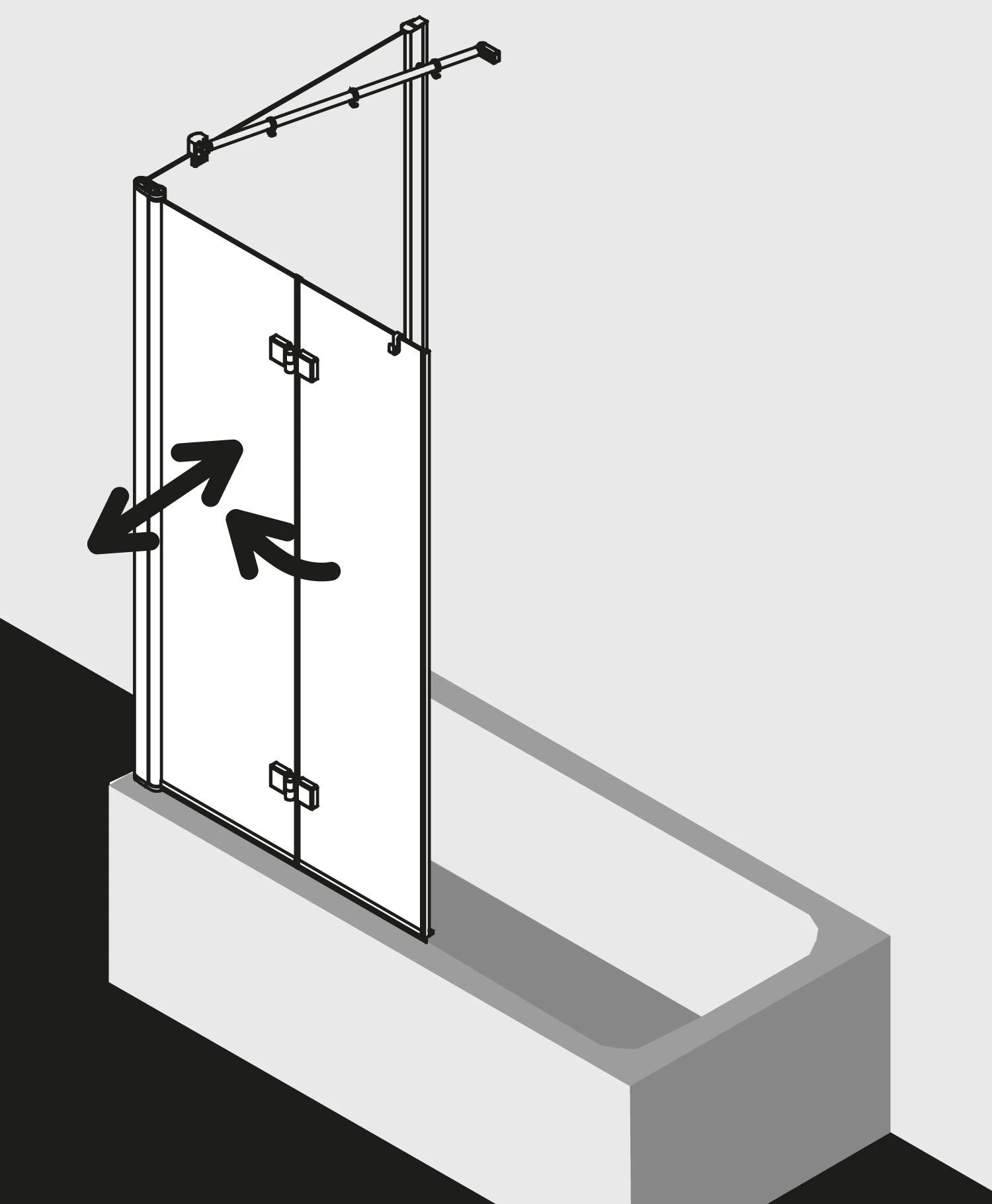 Kermi Diga Badewannen-Faltwand DI2PR12015VPK 120x150cm, Silber Hochglanz, ESG Klar Clean, Rechts 6 Kermi Diga Badewannen-Faltwand DI2PR12015VPK 120x150cm, Silber Hochglanz, ESG Klar Clean, Rechts – Bild 4