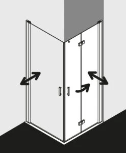 Kermi Diga Eckeinstiegshälfte Pendel-Falttür DI2CR11018VPK 110x185cm, Silber Hochglanz, ESG Klar Clean, Rechts, Auf Duschwanne -Heimwerkzeuge Kermi Diga Eckeinstiegshaelfte Pendel Falttuer DI2CR11018VPK 110x185cm silber hochglanz ESG klar Clean rechts auf Duschwanne 2