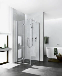 Kermi Diga Pendel-Falttür Für Seitenwand DI2SL078182PK 78x185cm, Weiß, ESG Klar Clean, Links, Auf Duschplatz