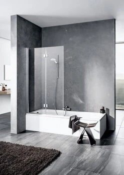 Kermi Liga Badewannen-Faltwand LI2PL120151AK 120x150cm, Silber Mattglanz, ESG Klar, Links