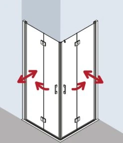 Kermi Liga Eckeinstiegshälfte Pendel-Falttür LI2CR090181PK 90x185cm, Silber Mattglanz, ESG Klar Clean, Rechts, Auf Duschwanne -Heimwerkzeuge Kermi Liga Eckeinstiegshaelfte Pendel Falttuer LI2CR090181PK 90x185cm silber mattglanz ESG klar Clean rechts auf Duschwanne 3