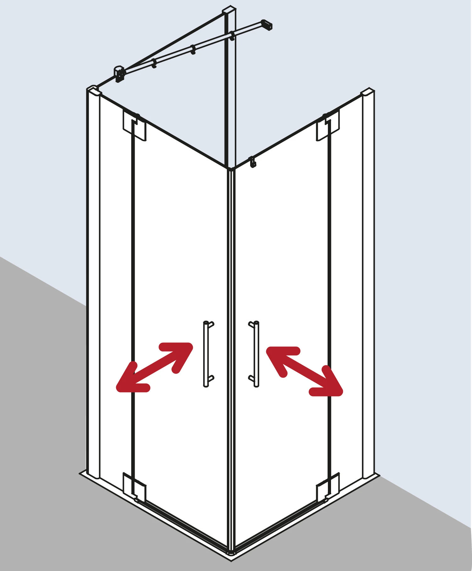 Kermi Pasa XP Eckeinstieg-Pendeltür Mit Festfeld PXEPR09320VYK 93x200cm, Silber Glanz, ESG SR OpacoClean, Halbteil Rechts, Auf Duschplatz 5 Kermi Pasa XP Eckeinstieg-Pendeltür Mit Festfeld PXEPR09320VYK 93x200cm, Silber Glanz, ESG SR OpacoClean, Halbteil Rechts, Auf Duschplatz – Bild 3