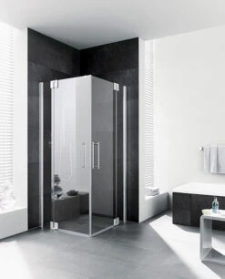 Kermi Pasa XP Eckeinstieg-Pendeltür Mit Festfeld PXEPR09320VYK 93x200cm, Silber Glanz, ESG SR OpacoClean, Halbteil Rechts, Auf Duschplatz