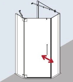 Kermi Pasa XP Fünfeck-Duschkabine Pendeltür PXL00F2420VUK 90x80x200cm, Silber Hochglanz, ESG SR Opaco, Links -Heimwerkzeuge Kermi Pasa XP Fuenfeck Duschkabine Pendeltuer PXL00F2420VUK 90x80x200cm silber hochglanz ESG SR Opaco links 2