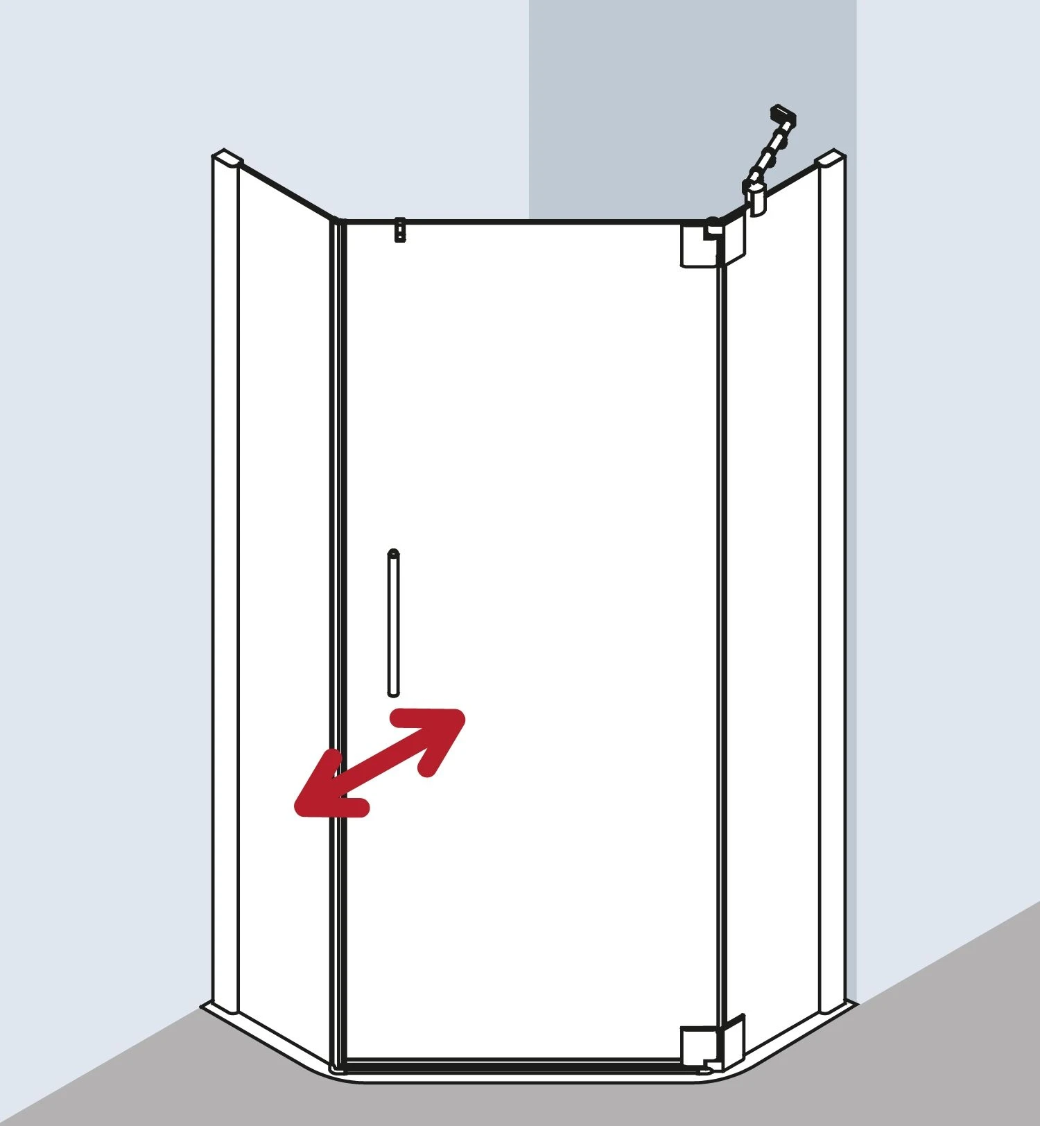 Kermi Pasa XP Fünfeck-Duschkabine Pendeltür PXL4509020VAK 90x90x200cm, Silber Hochglanz, ESG Klar, Links 5 Kermi Pasa XP Fünfeck-Duschkabine Pendeltür PXL4509020VAK 90x90x200cm, Silber Hochglanz, ESG Klar, Links – Bild 3