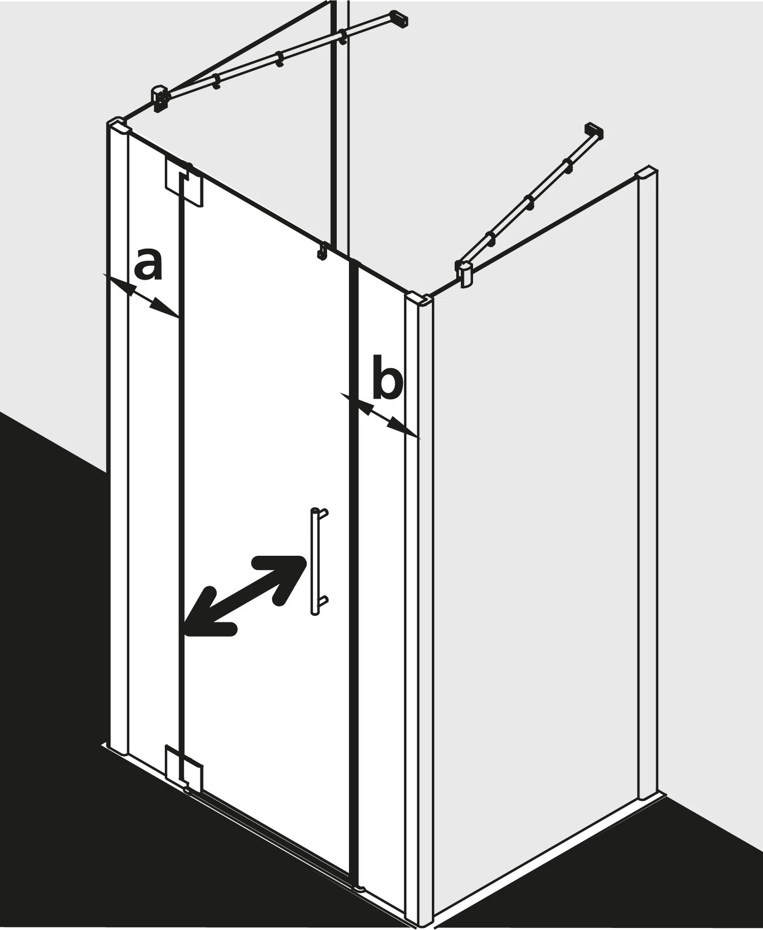 Kermi Pasa XP Pendeltür 1-flügelig Mit Festfeldern PX1GL110201YK 110x200cm, Silber Matt, ESG SR OpacoClean, Links, Auf Duschwanne 4 Kermi Pasa XP Pendeltür 1-flügelig Mit Festfeldern PX1GL110201YK 110x200cm, Silber Matt, ESG SR OpacoClean, Links, Auf Duschwanne – Bild 2