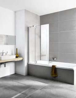 Kermi Pasa XP Schwingflügel Mit Festfeld PXDTL100151AK 100x150cm, Silber Mattglanz, ESG Klar, Links