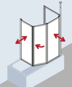 Kermi Vario 2000 Faltwand 2-/1-flügelig V2TS2080141PK 79-81,3x140cm, Silber Mattglanz, ESG Klar KermiClean -Heimwerkzeuge Kermi Vario 2000 Faltwand 2 1 fluegelig V2TS2080141PK 79 813x140cm silber mattglanz ESG klar KermiClean 4