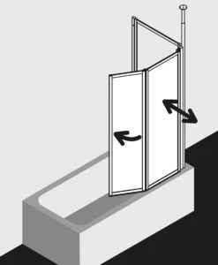 Kermi Vario 2000 Faltwand 2-flügelig V2FW2060142AK 115,1-116,7x140cm, Weiß, ESG Klar -Heimwerkzeuge Kermi Vario 2000 Faltwand 2 fluegelig V2FW2060142AK 1151 1167x140cm weiss ESG klar 2