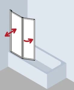 Kermi Vario 2000 Faltwand 2-flügelig V2FW2060142AK 115,1-116,7x140cm, Weiß, ESG Klar -Heimwerkzeuge Kermi Vario 2000 Faltwand 2 fluegelig V2FW2060142AK 1151 1167x140cm weiss ESG klar 5