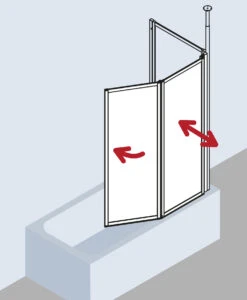 Kermi Vario 2000 Faltwand 2-flügelig V2TS1075141UK 101,1-102,7x140cm, Silber Mattgl., ESG SR Opaco -Heimwerkzeuge Kermi Vario 2000 Faltwand 2 fluegelig V2TS1075141UK 1011 1027x140cm silber mattgl. ESG SR Opaco 6
