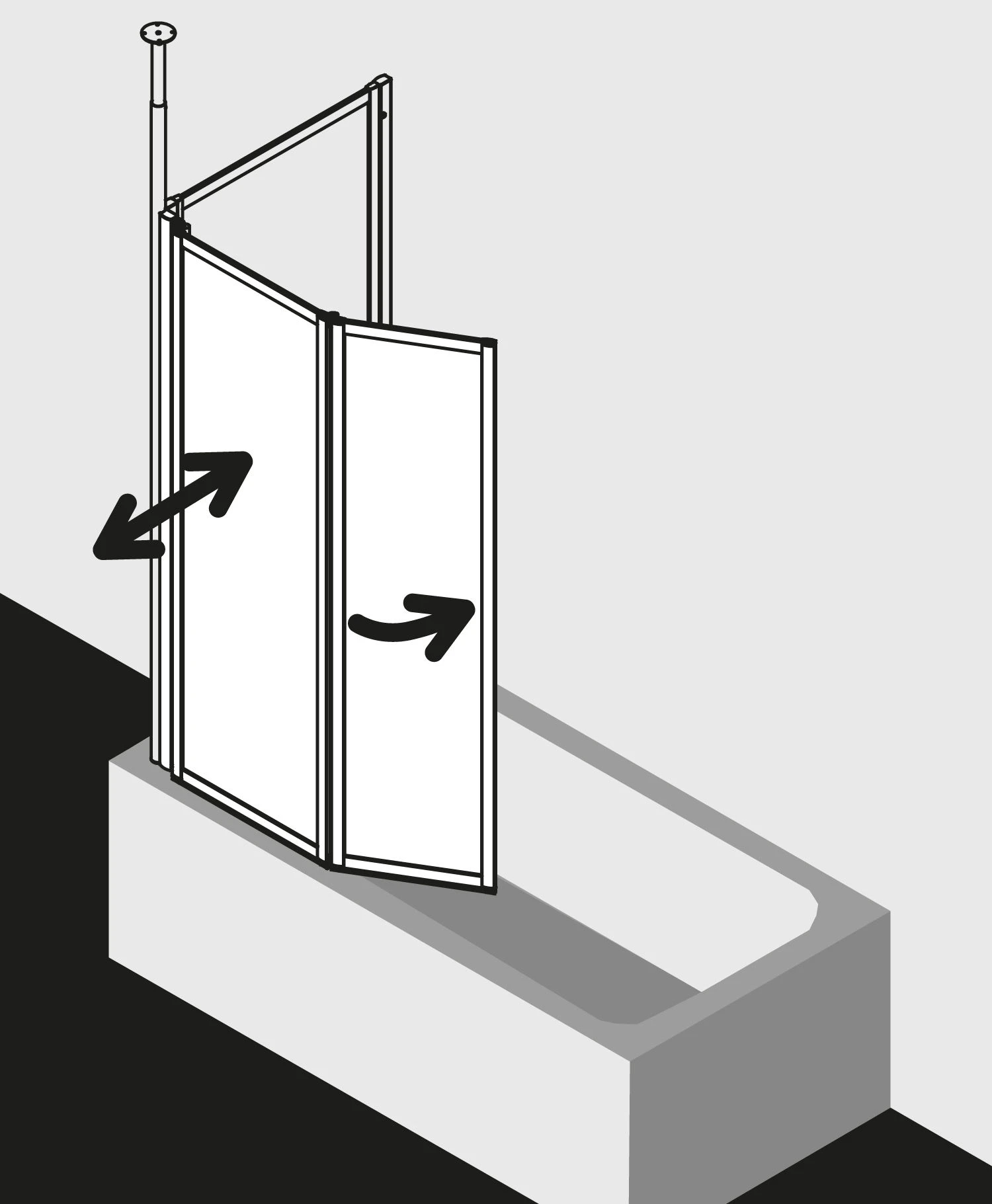 Kermi Vario 2000 Faltwand 2-flügelig V2TS1075141YK 101,1-102,7x140cm, Silber M., ESG SR Opaco Clean 4 Kermi Vario 2000 Faltwand 2-flügelig V2TS1075141YK 101,1-102,7x140cm, Silber M., ESG SR Opaco Clean – Bild 2