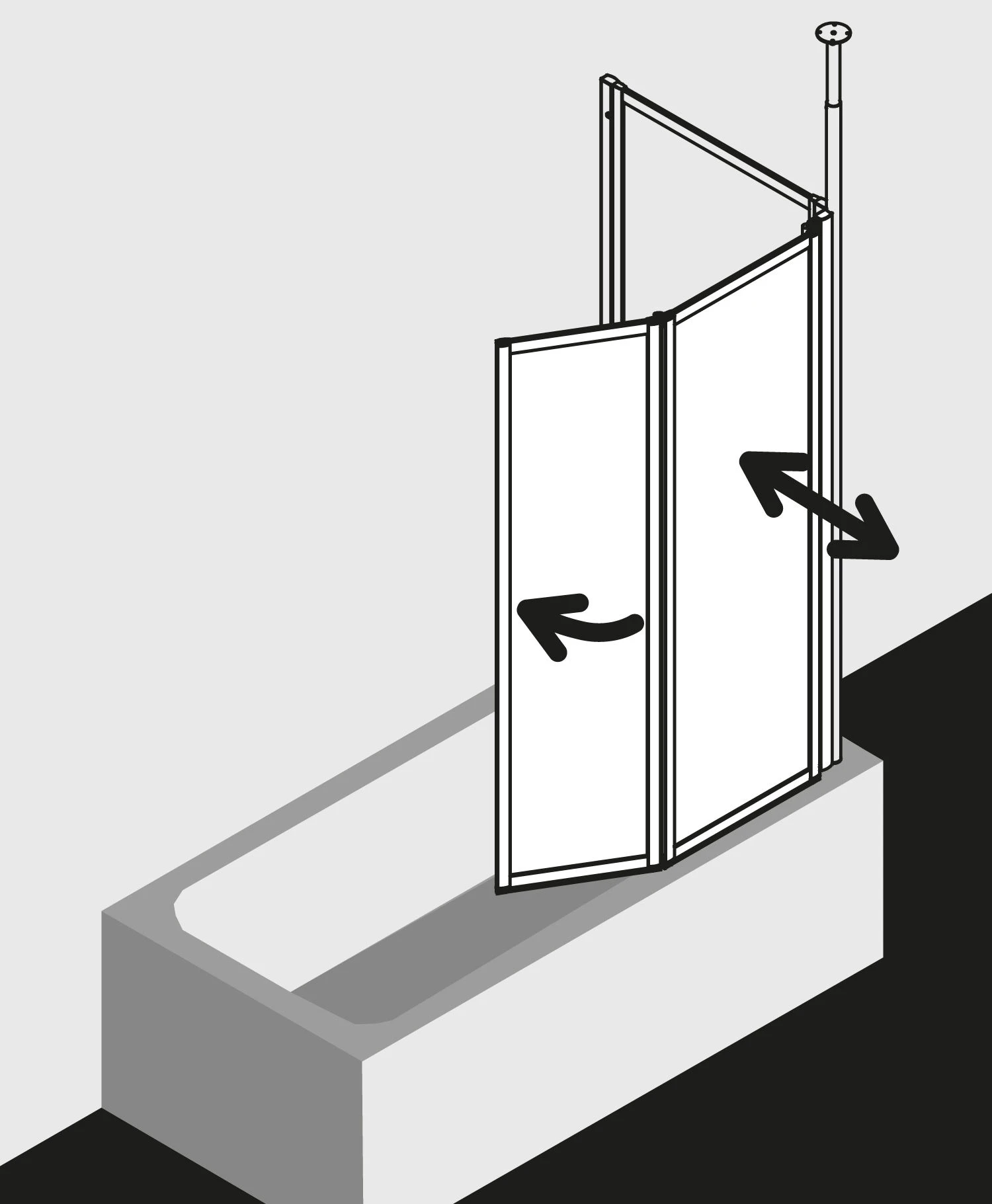 Kermi Vario 2000 Faltwand 2-flügelig V2TS1075141YK 101,1-102,7x140cm, Silber M., ESG SR Opaco Clean 5 Kermi Vario 2000 Faltwand 2-flügelig V2TS1075141YK 101,1-102,7x140cm, Silber M., ESG SR Opaco Clean – Bild 3