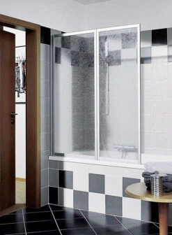 Kermi Vario 2000 Faltwand 2-flügelig V2TS1075141YK 101,1-102,7x140cm, Silber M., ESG SR Opaco Clean